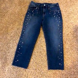 Chico’s Boyfriend Cropped Jeans With Bling